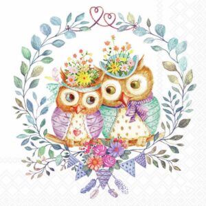 Lunchservett Owl Couple in Love