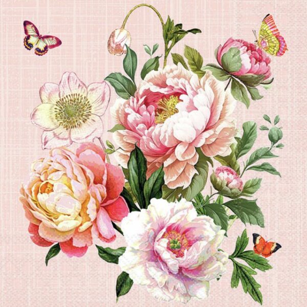 Lunchservett Peony Bouquet