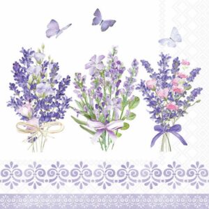 Lunchservett Lovely Lavender White