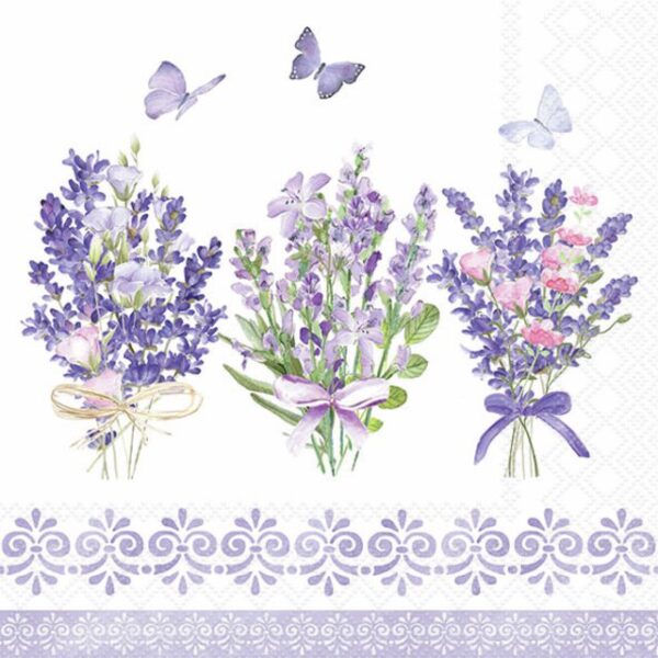 Lunchservett Lovely Lavender White
