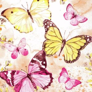 Lunchservett Fluttering Butterflies Pink
