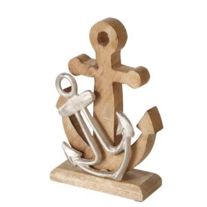 Deco object Leif double anchor 20cm alu/mango