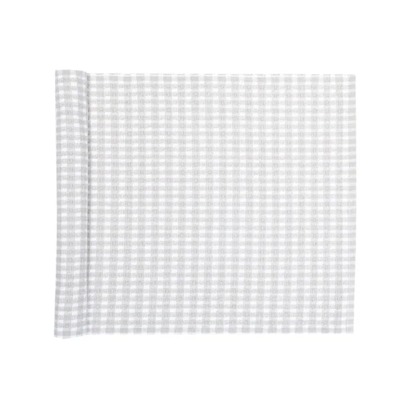 Löpare Cleo rutig 33*120 Linne/vit