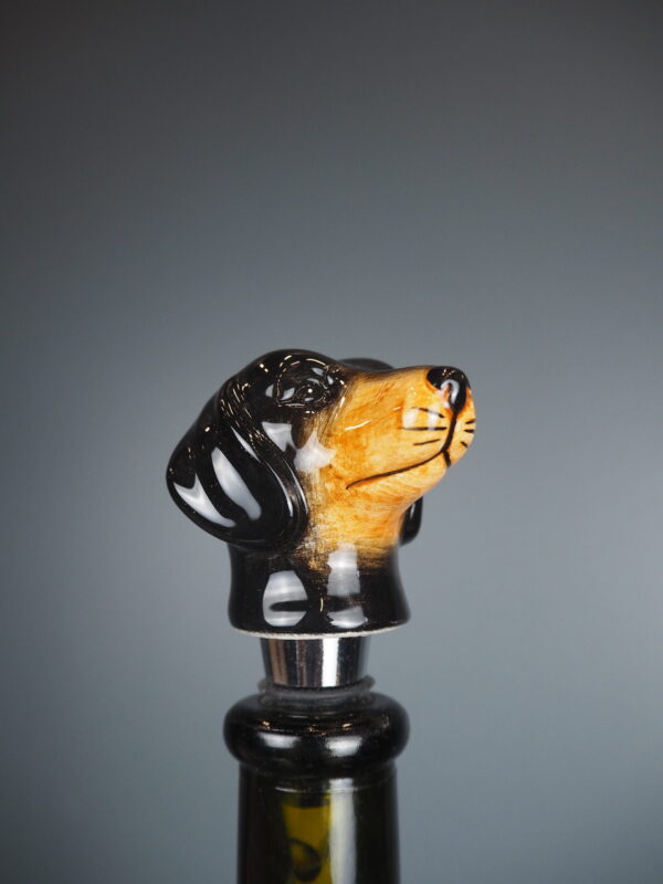 Bottle Stopper Dog black/orange